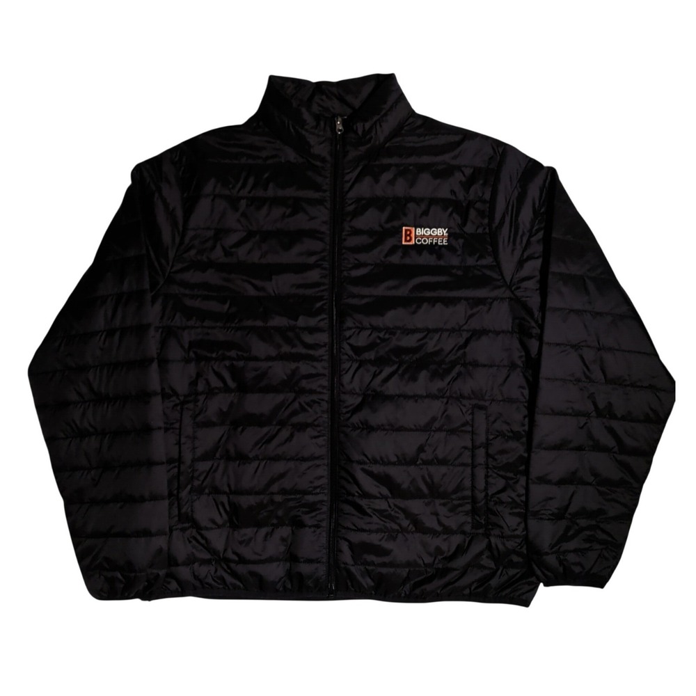 Biggby Coffee Jacket Size XL Unisex Black Zip Up Quilted Puffer Workwear
